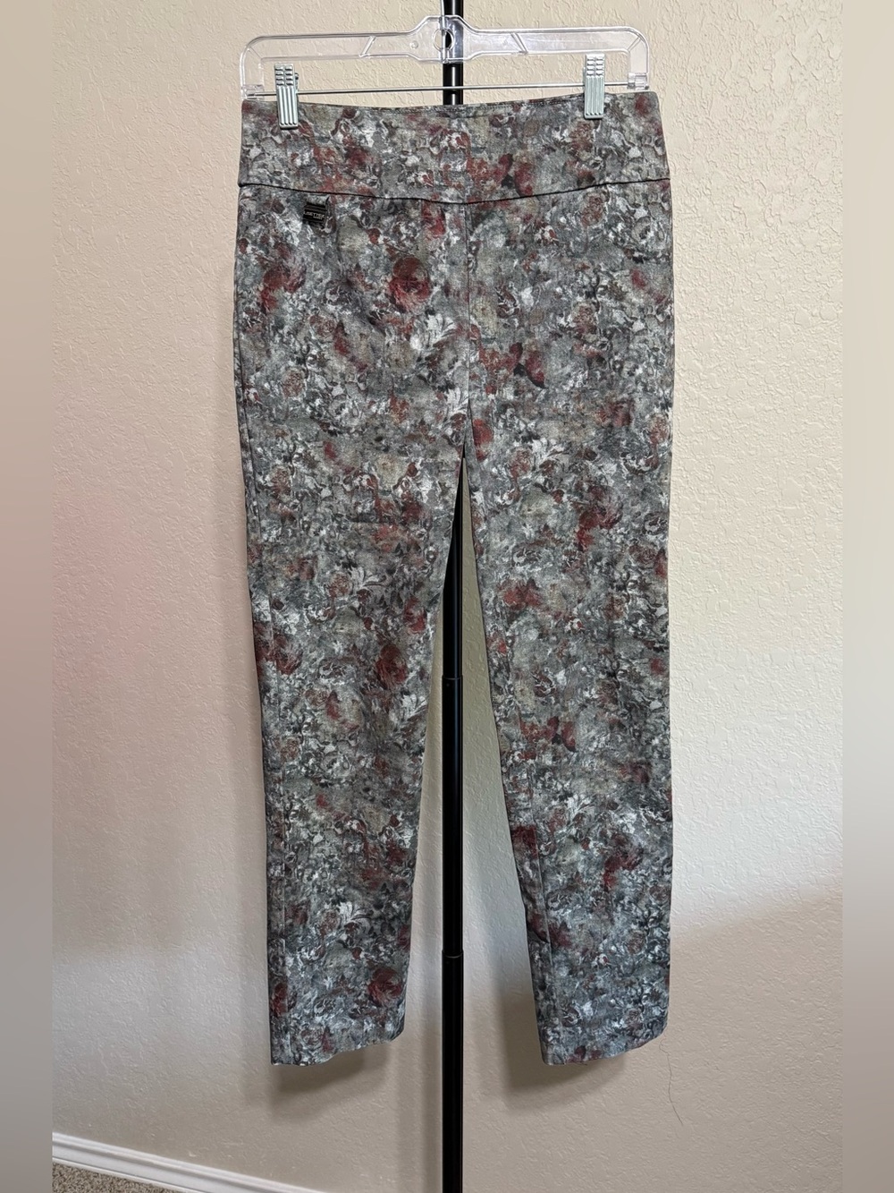 Lisette L Montreal Printed Stretch Ponte Pants - Gray Multi - Size 6